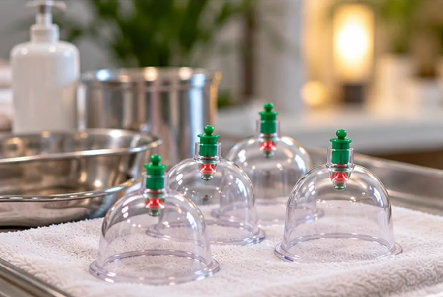 Cupping cups on clean towels